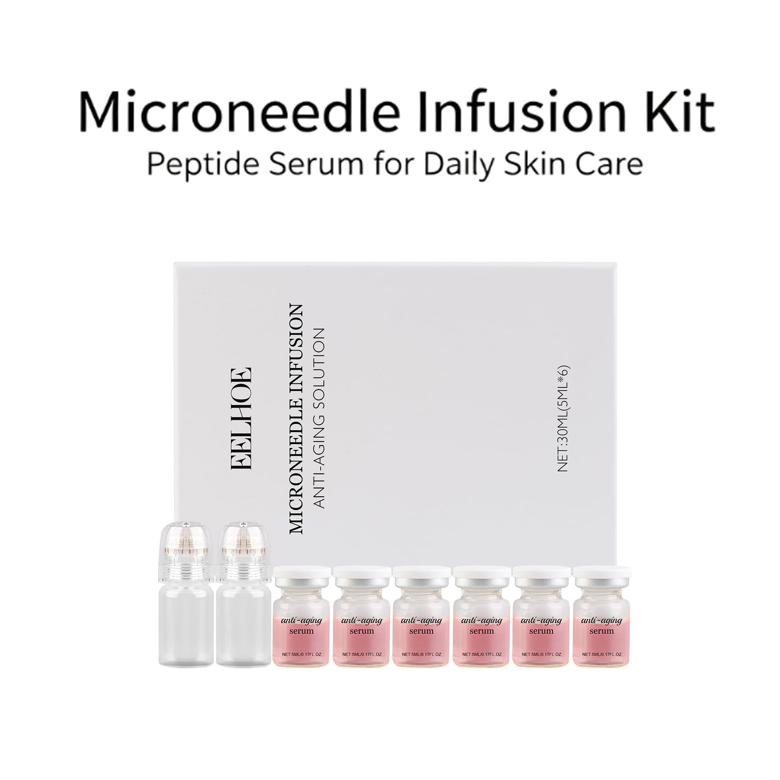 Hyaluronic Acid Facial Serum - 0,2 mm Mikronadel-Serum-Set 6 Ampullen Kollagen